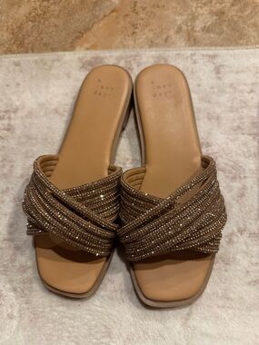 a new day Sparkling Tan Braided Slide Sandals